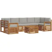 vidaXL Buiten bank set 8 st Natuurlijk en Licht Grijs