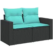 vidaXL 7-delige Loungeset met kussens poly rattan zwart