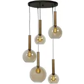 Masterlight Zwarte hanglamp Bella 5-lichts met goud