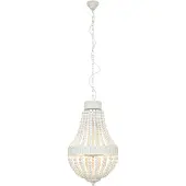 Mexlite Hanglamp Ella 10191W - Trendy Witte Kralenlamp van Hout en Metaal, Verstelbare Hoogte 70-155 cm - Merk: