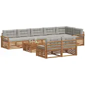 vidaXL Buiten bank set 9 st Natuurlijk en Licht Grijs