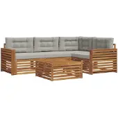 vidaXL Buiten bank set 5 st Natuurlijk en Licht Grijs