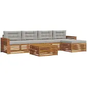 vidaXL Buiten bank set 6 st Natuurlijk en Licht Grijs