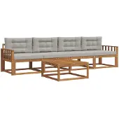 vidaXL Buiten bank set 5 pcs Natuurlijk en Licht Grijs