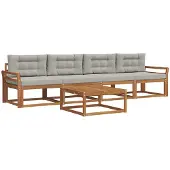 vidaXL Buiten bank set 5 pcs Natuurlijk en Licht Grijs