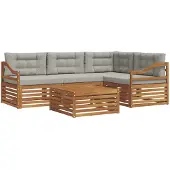 vidaXL Buiten bank set 5 st Natuurlijk en Licht Grijs