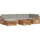 vidaXL Buiten bank set 7 st Natuurlijk en Licht Grijs