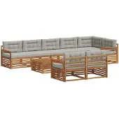 vidaXL Buiten bank set 9 st Natuurlijk en Licht Grijs