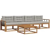 vidaXL Buiten bank set 5 pcs Natuurlijk en Licht Grijs