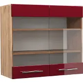 Vicco Fame-Line Glazen keukenkast – 80 cm Bordeauxrode hoogglans