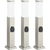 vidaXL Bolderverlichting met stopcontact 3 stuks 50 cm RVS IP44