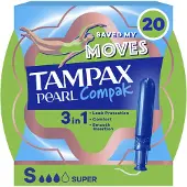 Tampax Pearl Compak Super Tampons Met Inbrenghuls 20 Stuks