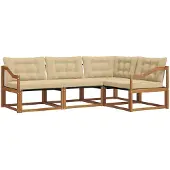 vidaXL Buiten bank set 4 st Natuurlijk en Beige