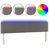 vidaXL Hoofdbord LED 200x5x78/88 cm kunstleer grijs
