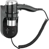 Bartscher Hotelhaardroger 1600SR - Zwarte Wandföhn met Scheerstopcontact 110 en 230 Volt