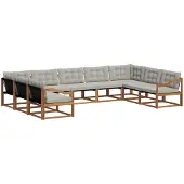 vidaXL Buiten bank set 9 st Natuurlijk en Licht Grijs