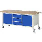 RAU Werkbank Serie 8569, verrijdbaar, 3 schuiflades, 2 deuren