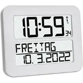 TFA 60.4512.02 Wandklok Zendergestuurd 25.8 cm x 21.2 cm x 3 cm Wit, Zwart Groot display