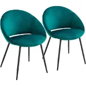 Oviala - Set van 2 stoelen van staal en blauw fluweel - Lucie