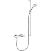 Kludi Logo douchesysteem: douchekraan thermostatisch m. glijstangset 90cm m. handdouche 1S en doucheslang 160cm chroom