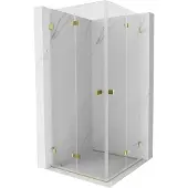 Mexen Lunar-F Duo vouwdeur douchecabine 100 x 100 , transparant, goud - 836-100L-100P-50-00