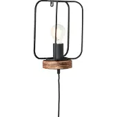 Brilliant Wandlamp Tosh zwart met houtbruin