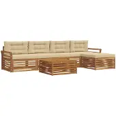 vidaXL Buiten bank set 6 st Natuurlijk en Beige