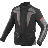 Bogotto Shado, 2-in-1 waterdichte motorfietsjas van textiel, zwart/grijs/rood, maat S