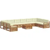 vidaXL Sofa-Sets 11 st Natuurlijk en Crème Massief Acacia Hout