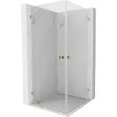 Mexen Lunar-B Duo draaibare douchecabine 80 x 80 , transparant, goud - 832-080L-080P-50-00
