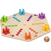 Gollnest & Kiesel houten ludo spel - klassiek bordspel voor 6 spelers.