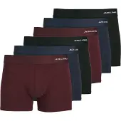 Jack & Jones Heren boxershorts trunks effen jacbasic bamboe 6-pack rood/blauw/zwart