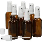 MamboCat Set van 8 apothekersflessen Glazen fles bruin 50ml met sproeikopdeksel