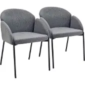 Oviala - Set van 2 stoelen in staal en antracietgrijze stof - Ava