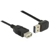 DeLOCK Easy-USB-A haaks (boven/beneden) naar USB-A verlengkabel - USB2.0 - tot 2A / zwart - 2 meter