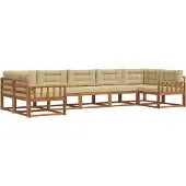 vidaXL Buiten bank set 7 st Natuurlijk en Beige