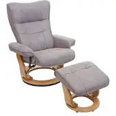 MCA relaxfauteuil Montreal, TV-fauteuil kruk, stof/textiel 130kg belastbaar ~ lichtgrijs, natuurbruin