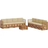 vidaXL Buiten bank set 9 st Natuurlijk en Beige