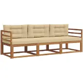 vidaXL Buiten bank set 3 st Natuurlijk en Beige