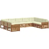 vidaXL Buiten bank set 9 st Natuurlijk en Crème Massief Acacia Hout