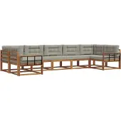 vidaXL Buiten bank set met kussen 7 pcs Natuurlijk en Licht Grijs