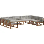 vidaXL Buiten bank set 9 st Natuurlijk en Licht Grijs