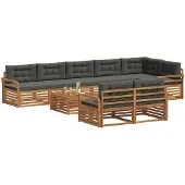 vidaXL Buiten bank set 9 st Natuurlijk en Antraciet