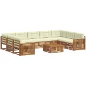 vidaXL Buiten bank set 10 st Natuurlijk en Crème Massief Acacia Hout