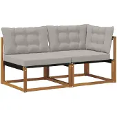 vidaXL 2 st Outdoor Midden- en Hoekbank Massief Acacia Hout Naturel