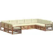 vidaXL Buiten bank set 9 st Natuurlijk en Crème Massief Acacia Hout