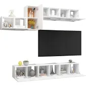 vidaXL 7-delige Tv-meubelset bewerkt hout wit