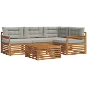 vidaXL Buiten bank set 5 st Natuurlijk en Licht Grijs