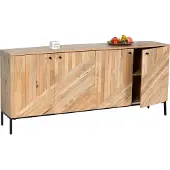 Mendler Dressoir -L95, ladekast dressoir, massief hout mango 79x176x42cm MVG-gecertificeerd, naturel