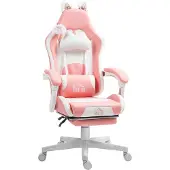 HOMCOM Gaming Stoel: Ergonomische gamingstoel met lendensteun en voetsteun
